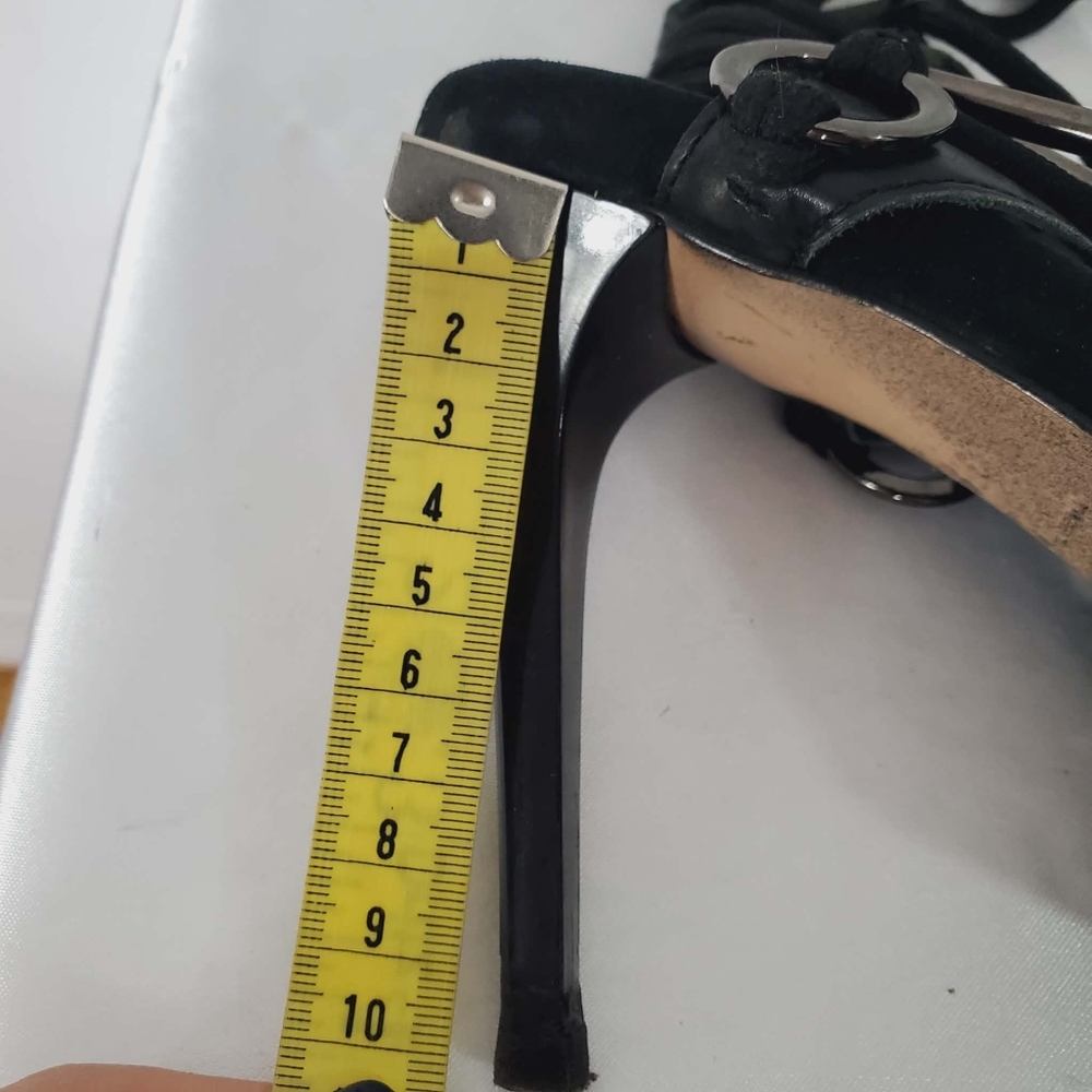 Spaziomoda Black Ankle Strap Heel Sandal Made In Italy 37 - Picture 14 of 16